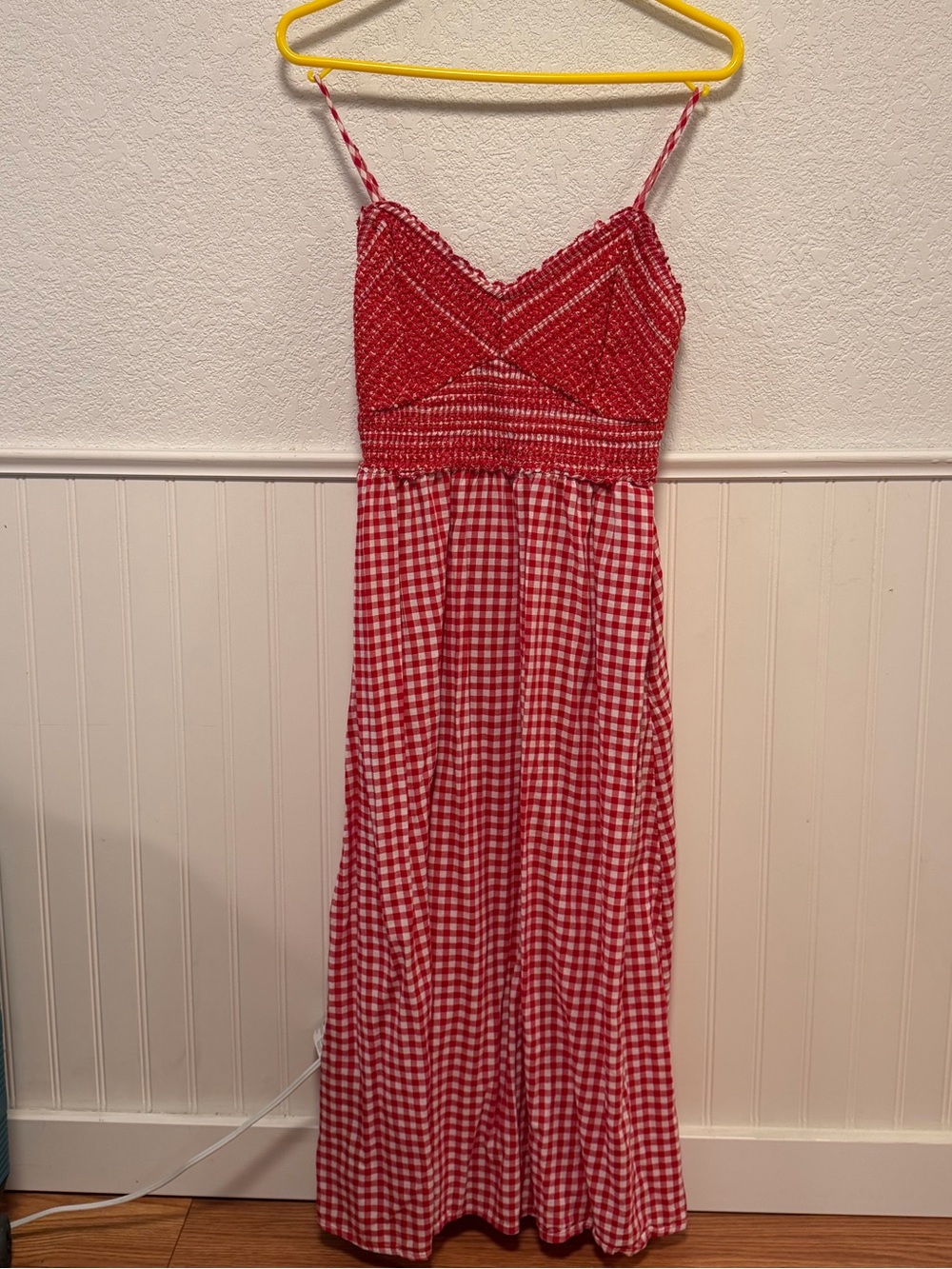 Old Navy Red Gingham Smocked Maxi Dress